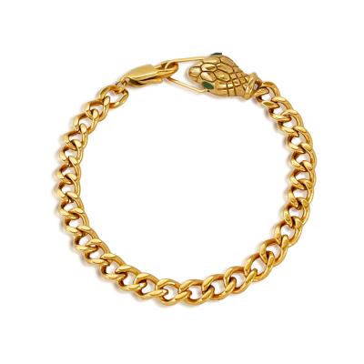 China Trendy Chris April Fashion Jewelry PVD Gold Plated 316L Stainless Steel Cuban Snake Charm Chain Bracelet for sale