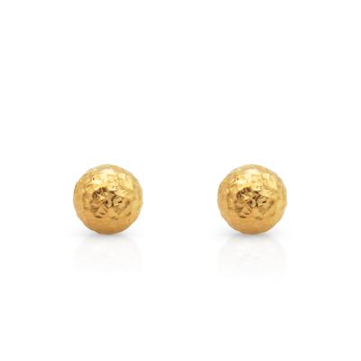 China Chris April fashion jewelry 316L stainless steel pvd aluminum waterproof finish ball stud gold plated round earrings for women for sale