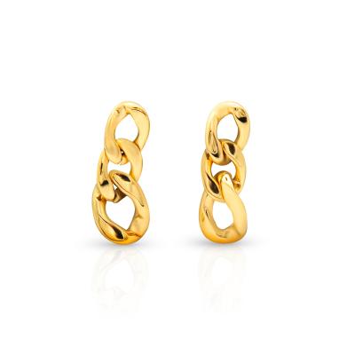 China Chris April TRENDY In Running Fashion Jewelry 316L Stainless Steel PVD Gold Plated Minimalist Drop Chain Earrings for sale