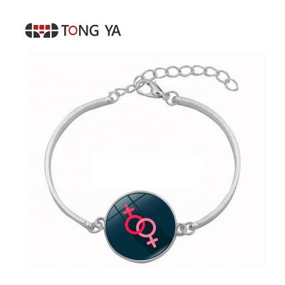 China Wholesale casual/sporty gay pride lgbt round rainbow charms stainless steel bracelet for sale