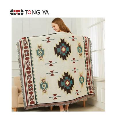 China Custom Throw Good Quality 100% Cotton Woven Anti-pilling Blanket for sale