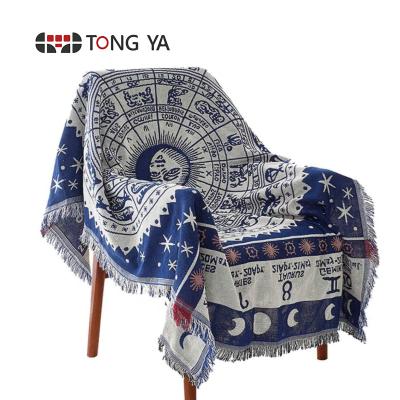 China Anti-pilling Decorative Blanket Sofa Armchair Bed, Throw Style Jacquard Tassels Cotton Bohemian Polyester Woven Blanket for sale