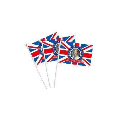 China FLYING British Queen Elizabeth II Platinum Jubilee 2022 Flag 14x21 cm Small Handheld Flag for sale