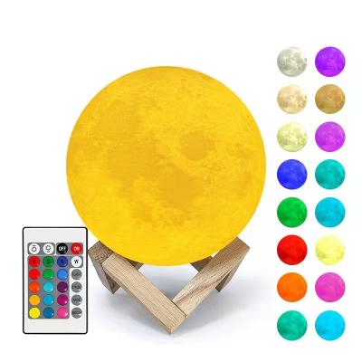 China RGB COLOR KSWING 15cm 16 Colors 3D Printing Dimmable Moon Touch Control Rechargeable Light Lamp with Remote Control Decoration Lamp for sale