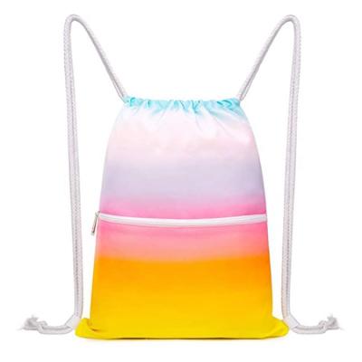 China Custom Factory Waterproof Outdoor Gym Sports Drawstring Backpack Female Girl Drawstring Backpack for sale