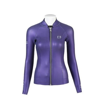 China BESTDIVE Yamamoto Neoprene 3mm Anti-UV Women Long Sleeve Smooth-Skin Zipper Freediving Wetsuit Top for sale