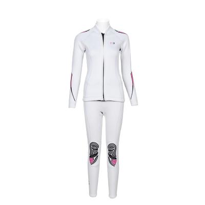 China BESTDIVE Yamamoto Neoprene 2mm-3mm Antibacterial Two Piece Zipper Pearl White Wetsuit For Female For Freediving for sale