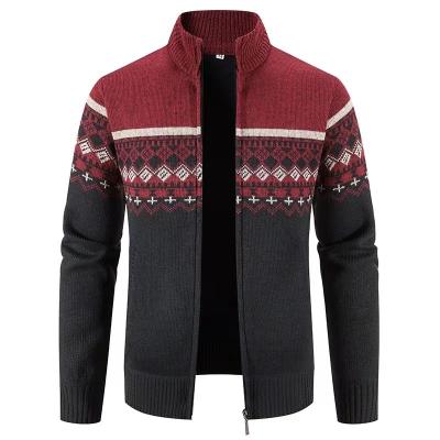 China High quality custom design knitted men's jacquard pattern Anti-wrinkle spring wave cardigan angora sweater for sale