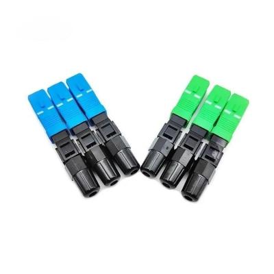 China Easy Assembly SC APC UPC Single Mode Green Blue Field Assembly Optical Fast Connector Fiber Optic Quick Connector For Ftth Drop Cable for sale