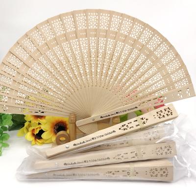 China Gift Organza Favor Bag Customized Logo Folding Fan as Promotional Gift Wedding Hand Fans for sale