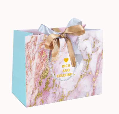 China Wholesale Custom Recyclable Custom Kraft Paper Clothing Bag Birthday Wedding Fashion Gift Nice Marble Shopping Bag for sale