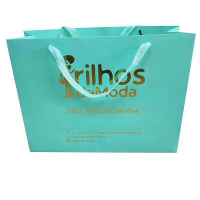 China Blue Pink Craft Paper Bags Boutique Recyclable Custom White Wine Luxury Shopping Bags for sale