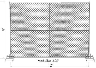 China El estándar 8' el ¼ horading” (57m m) x2.7mm GA y 16ga de la cerca aperture2 de la construcción temporal de la alambrada de x10 empareda x grueso 42m m en venta