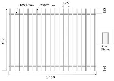 Chine Tubular Fencing Picket 19mmx19mm x1.00mm 1800mmx2400mm come with 40mmx40mmx1.2mm 2 rails frame à vendre