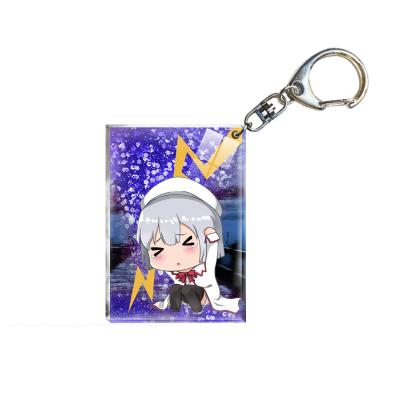 China Custom Printed Anime Quicksand Key Chain Anime Japan Standee Simons Cat Acrylic Flip Key Chain With Your Design for sale