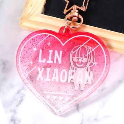 China Hot Selling Eco - Friendly Product Double Sided White Clear Custom Acrylic Rose Bag Key Chain Charm for sale