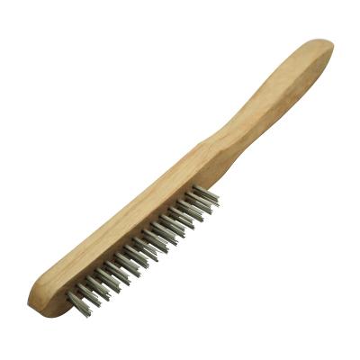 China High Quality Wood Cleaning Brush Steel Wire Derusting Brush Handle Surface Grinding Polishing Cleaning Brush for sale