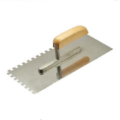 China Germany SQUARE style notched stainless steel blade concrete plastering trowel with wooden handle, for sale