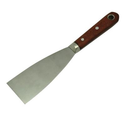 China Drywall 101mm Stainless Steel Handle Top Wood Putty Knife, Different Types of Scrapers for sale