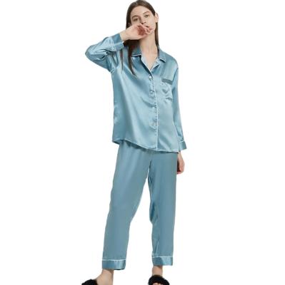 China Luxury QUICK DRY Silk Mulberry Pajamas Trend Fashion Homewear Women's Pijamas Set 100% Soft Long Sleeve for sale