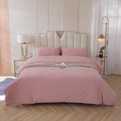 China Luxury Soft Comforter 100%Velvet Button Closure Bedding Set Nondisposable Cover 2020 New Design for sale