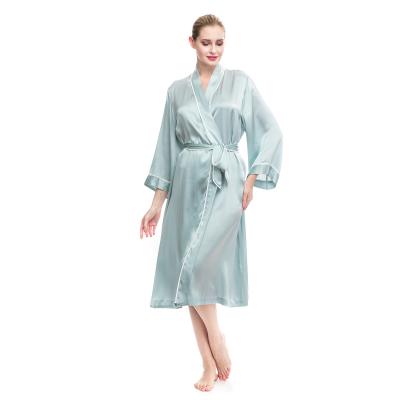 China Wholesale Customized Breathable Mulberry Silk Long Robe Femme 100% Silk Pajamas for sale