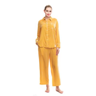 China Breathable Wholesale Women Sleepwear 100% Silk Long Sleeve Pajamas for sale