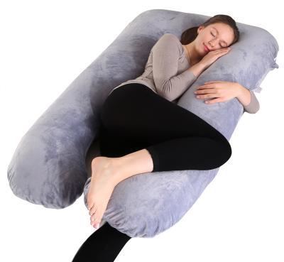 China Multifunctional Comfortable U Shaped Full Body Pregnancy Folded Maternity Pillow With Velvet Cover for sale