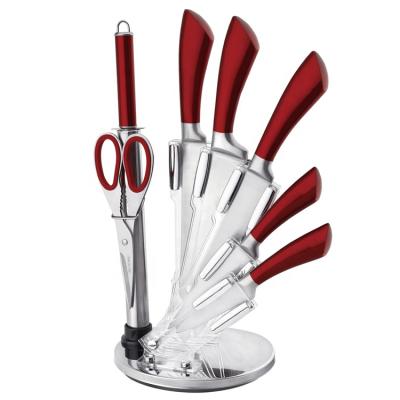 China Disposable Factory Directly Sell Stainless Steel Liner Handle 8 Pieces Knife Set With Stand for sale