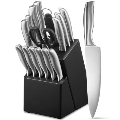 China 13 Pieces Disposable Professional Kitchen Knife Set with Black Color Wooden Holder, Cutlery Knife Block Set for sale