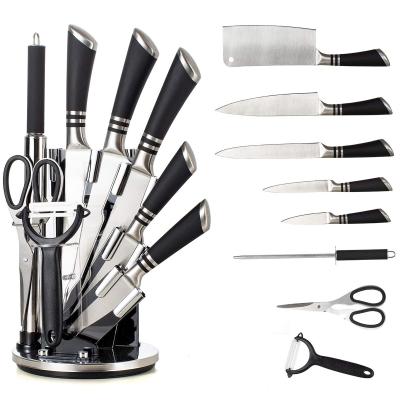 China Professional Disposable Kitchen Knife Maker 9 Pieces Knife Set With Acrylic Holder for sale