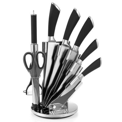 China Professional Disposable Cleaver 9pcs Super Sharp Kitchen Knife Set With Knife Holder for sale