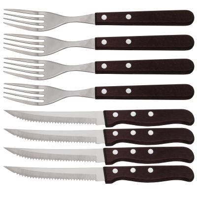 China 4Sets Disposable Steak Knives Sets Serrated Edge Steak Knife And Fork Set for sale