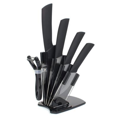 China 6pcs Disposable High Quality PP Acrylic Holder Handle Black Ceramic Knife Set Kitchen for sale