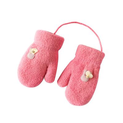 China Baby Mittens Soft Winter Cartoon Kids Baby Warm Gloves Knitted Kids Toddler Teething Mitten for sale