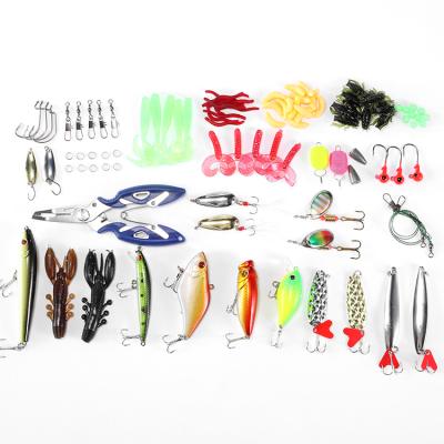 China Wholesale Hard Outdoor Fishing Activity 101pcs Soft Lure Lure Fishing Pliers Artificial Fishing Tackle Set Mixed Lure Fishing Set for sale