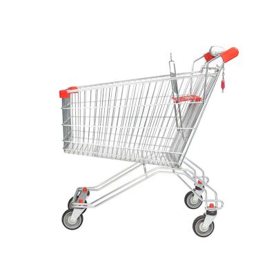 China Ht Durable European Style Zgalvanized Metal Wheeled Supermarket Shopping Trolley Shopping Trolley for sale