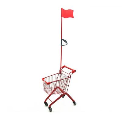 China Durable Wholesale Colorful HT Mini Folding Supermarket Shopping Hand Trolley With Flag Customized for sale