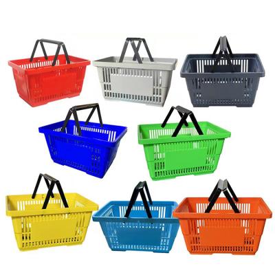 China HT Durable Plastic Double Handle Cosmetics Retail Grocery Shopping Cart For Supermarket for sale