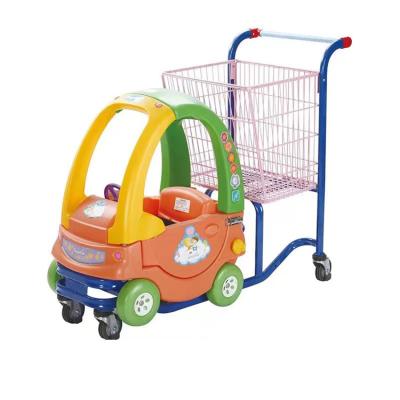 China HT Durable Cartoon Cute Car Styling Toy Children Supermarket Shopping Cart Trolley With Wheels for sale