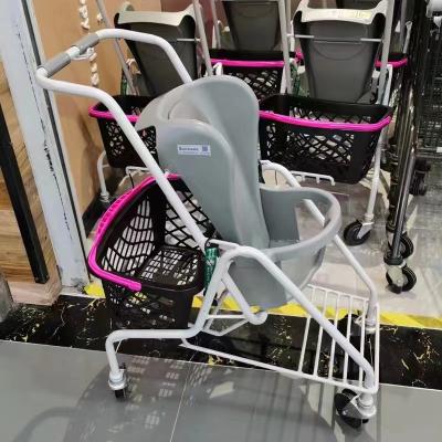 China Durable Portable HT Folding Supermarket Children Shopping Trolley Trolley With Baby Seat for sale