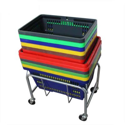 China Durable HT Stainless Steel Storage Rack Snack Basket Trolley Shelf Movable Storage Cart for sale