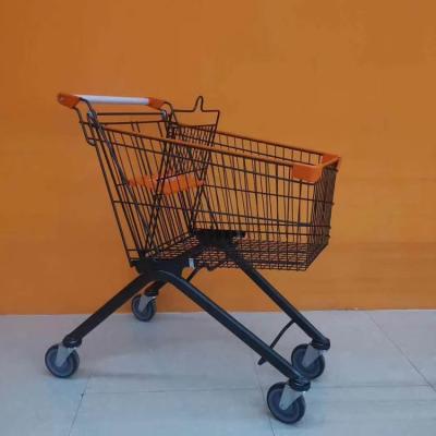 China High Quality Durable Modern Black Metal HT Supermarket Shopping Trolley Push-able Trolley for sale