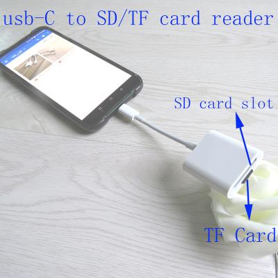 China Mobile Phone TYPE C to SD/TF Card Camera Reader for USB-C Mobile Phones and Tablets for sale