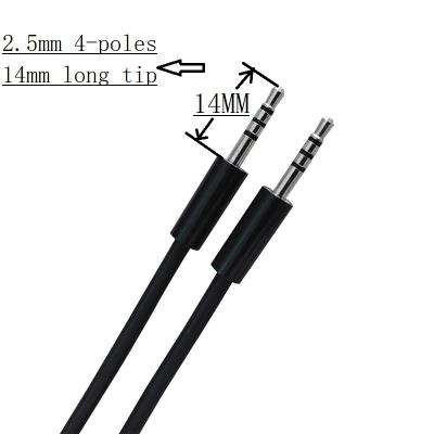 China Speaker 1m 3ft audio cable 2.5mm male to 4 male poles with 14mm long tip. for sale