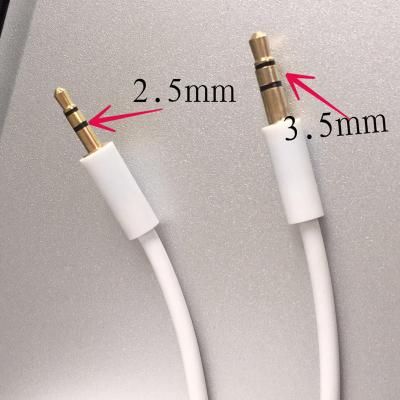 China Malel To 3.5mm Male To 2.5mm Male 1meter 3ft Male To Male Audio Cable 3 Poles Gold Plated for sale