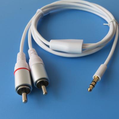 China Speaker 1m 3ft 3.5mm Jack to aux cable. 2RCA Male Splitter For TV PC Amplifiers DVD Speaker Wire for sale