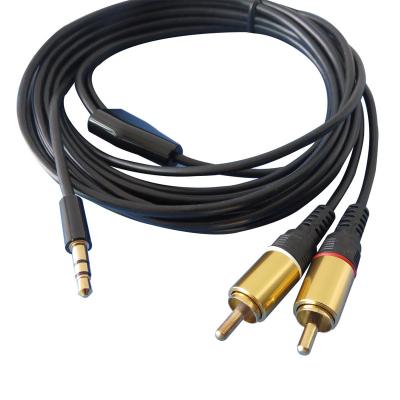 China COMPUTER 3.5mm Jack Plug To 2 RCA Male Stereo Audio Cable Gold Plated 3meter 10ft for sale