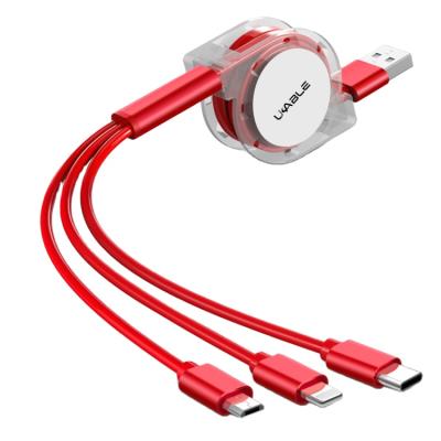 China MP3/MP4 Player Rotation and Retractable Design for 3-in-1 Multi-port 3-in-1 USB Fast Charging Data Cable for sale