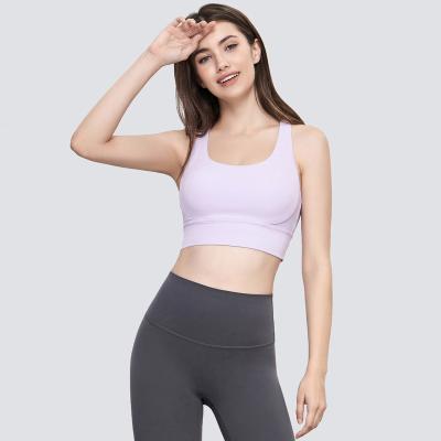 China New Women Fitness Culture Wear Gym Yoga Feeling Beauty Cross Sports Bra Tops Women Breathable Naked Top Sports Bra for sale